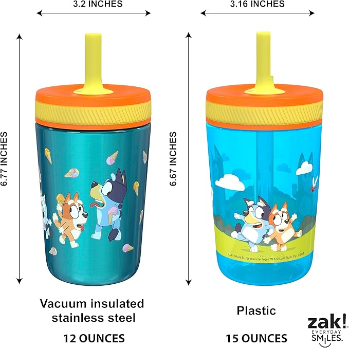 Zak Designs Bluey Kelso Tumbler Set, Leak-Proof Screw-On Lid - Image 8