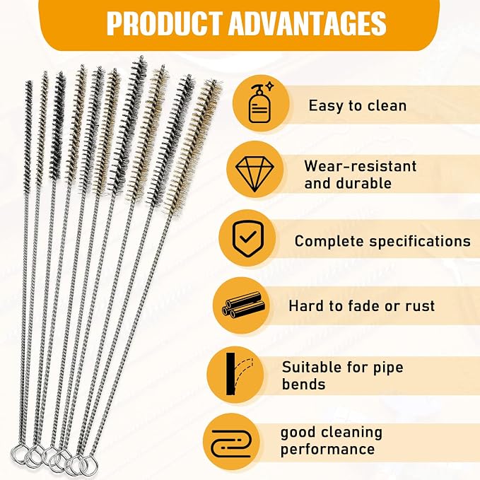 Wire Tube Brushes Bulk for Cleaning Pipe Tube Brass Stainless Steel Round Wire - Image 4