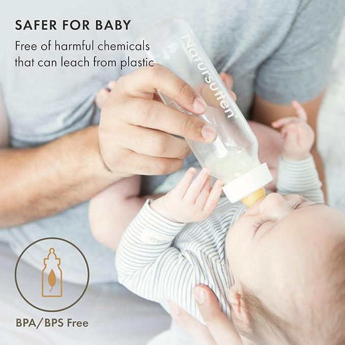 Natursutten Anti-Colic Glass Baby Bottle 2-Pack - 8 oz - Image 2