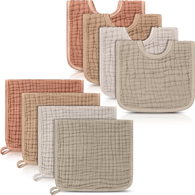 Tallew 8 Pack Baby Bibs and Muslin Burps by Tallew