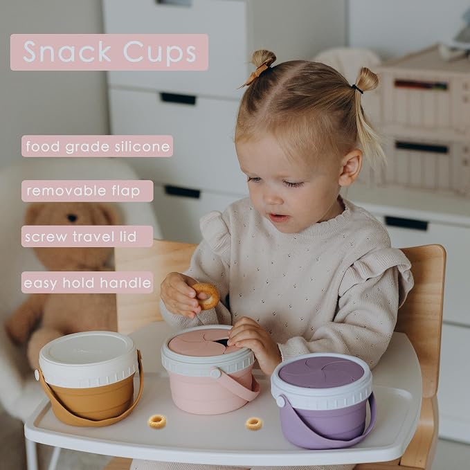 No Spill Silicone Toddler Snack Containers, Detachable Silicone Flap - Image 2