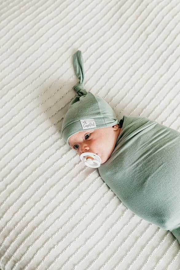 Copper Pearl Baby Beanie Hat Top Knot Stretchy Soft Briar - Image 5