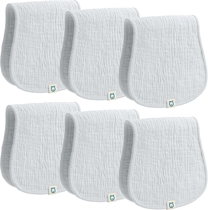 Muslin Burp Cloths Set, 6 Pieces, 100% Organic Cotton Hand Washcloths by RomyRo