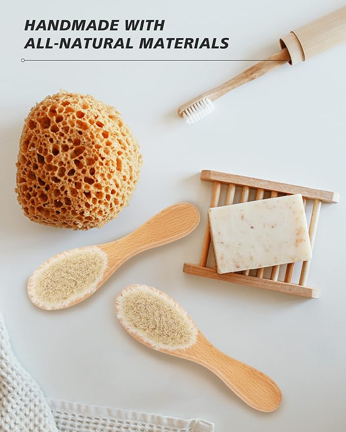 Baby Hair Brush, Natural Soft Goat Bristles Cradle Cap Brush - Image 7