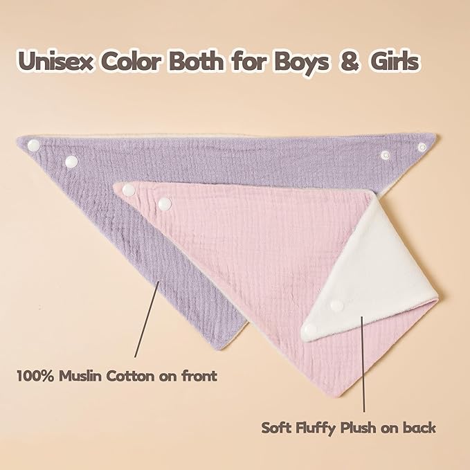 Susurration Muslin Baby Drool Bibs 6Pack Soft Triangular Adjustable Baby - Image 6
