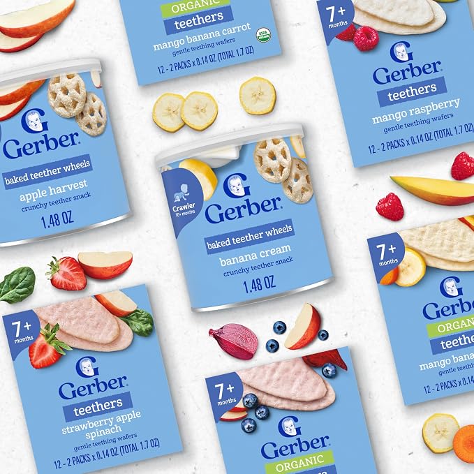 Gerber Baked Teether Wheels, Apple Harvest Crunchy Teether Snack, Baby Crackers - Image 7