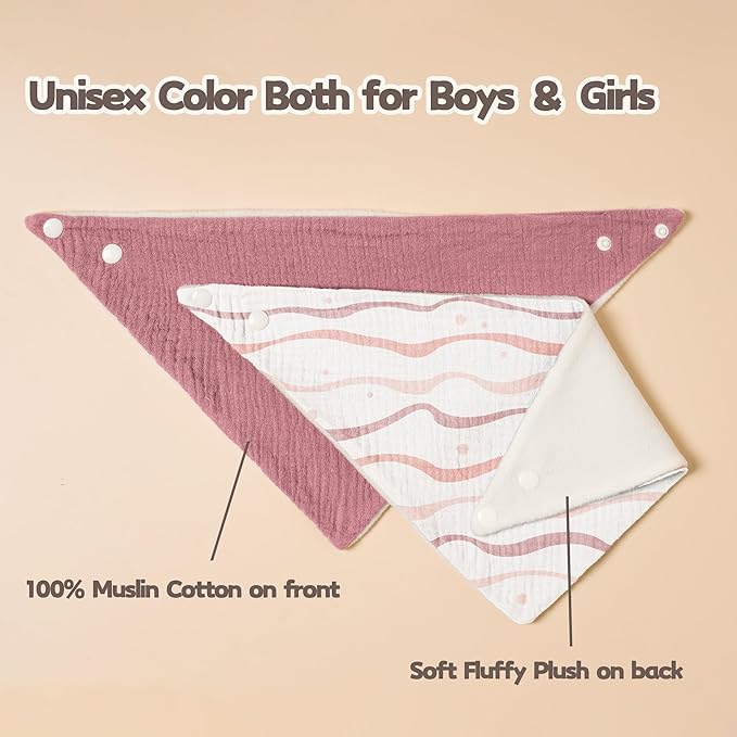 Susurration Muslin Baby Drool Bibs 6Pack Soft Triangular Adjustable Baby - Image 5