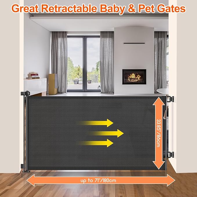71 inch Retractable Baby Gates, EZIGO Extra Wide Baby Gate - Image 2