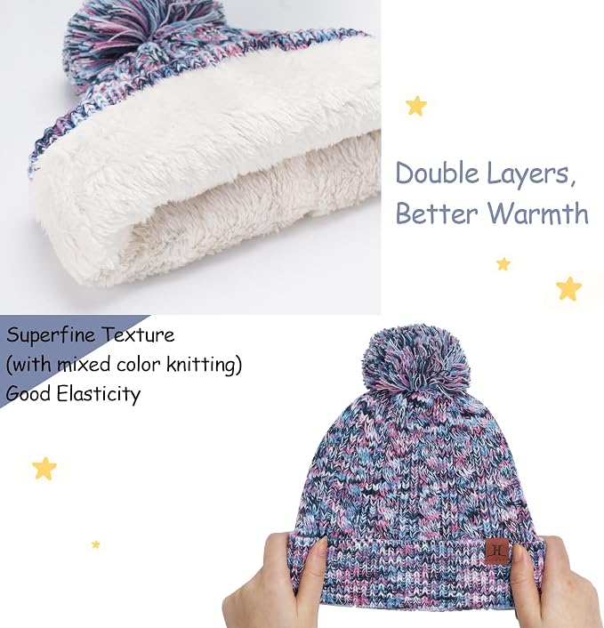 Kids Toddlers Winter Beanie Hats Gloves Neck Scarf Set Mittens Gifts - Image 2