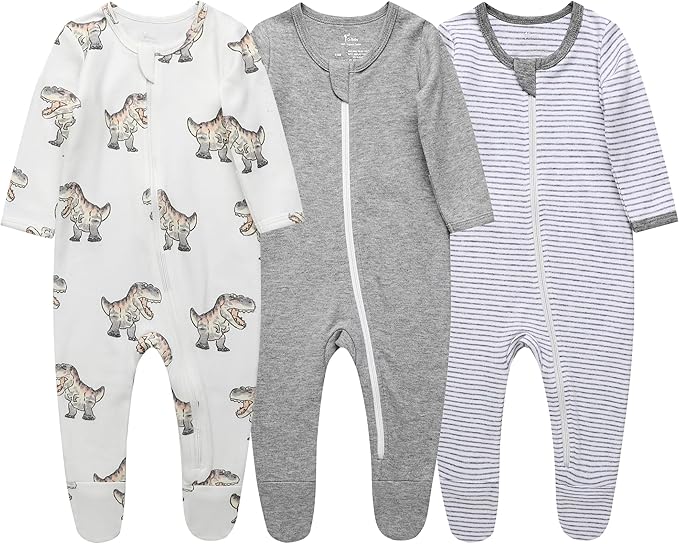 O2 BABY Baby Boys Girls Organic Cotton Zip-Front Sleeper Pajamas, Footed Sleep by O2BABY