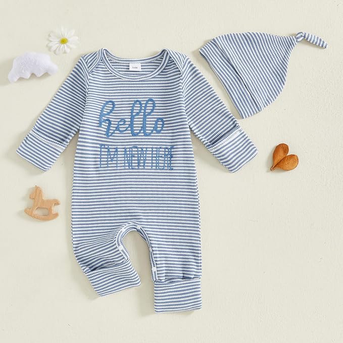 Fernvia Newborn Baby Boy Clothes Letters Print Bodysuit 3 6 9 12 18 Months Long - Image 3