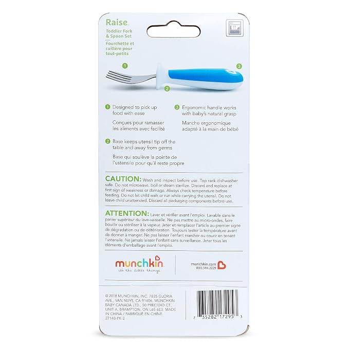 Munchkin® Raise™ Toddler Fork and Spoon Utensil Set, Rest Keeps Tip Off Table - Image 5
