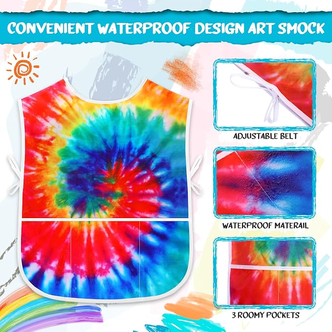SATINIOR 2 Pieces Kids Art Smock Toddler Apron Waterproof Painting Artist Apron - Image 3