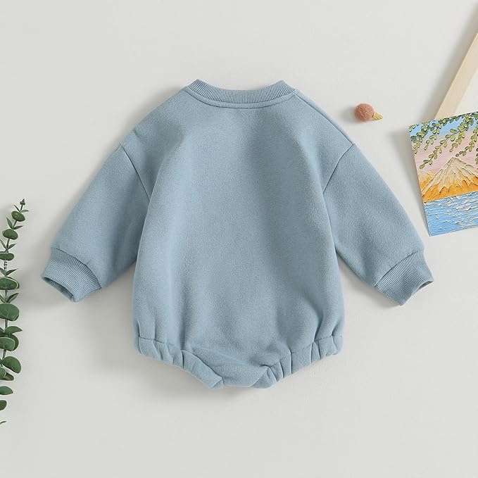 VISGOGO Newborn Infant Baby Boy Girls Oversized Romper Little Dude Sweater - Image 4