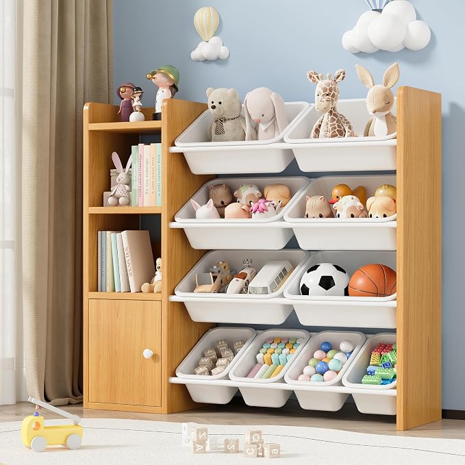 Toy Storage Organizer with 3 Shelves 1Lockers and 10 Bins, Toy Organizers by Unknown