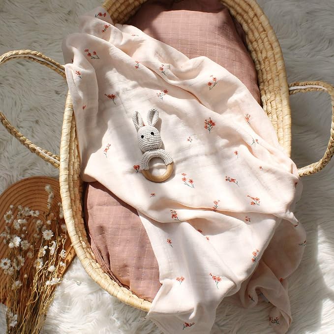 LifeTree Baby Girl Swaddle Blankets, Muslin Swaddling Wrap Receiving Blanket - Image 3