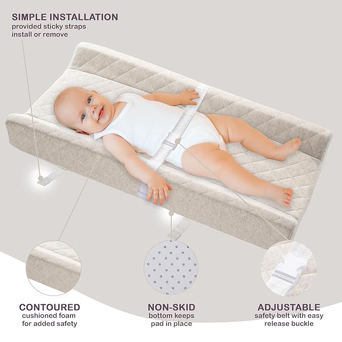 Organic Cotton Contoured Baby Changing Pad w/Waterproof Foam Mattress, Includes - Image 3