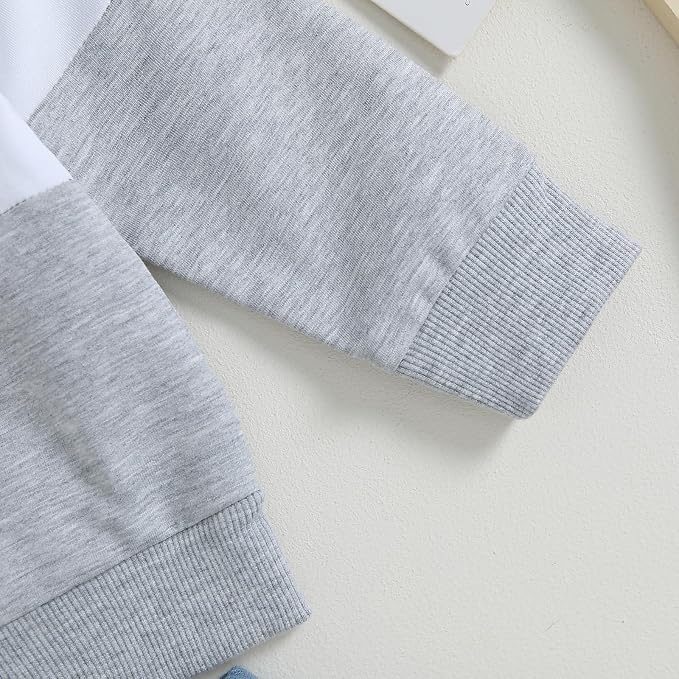 Kupretty Toddler Baby Boy Fall Winter Clothes Color Block Long Sleeve - Image 3