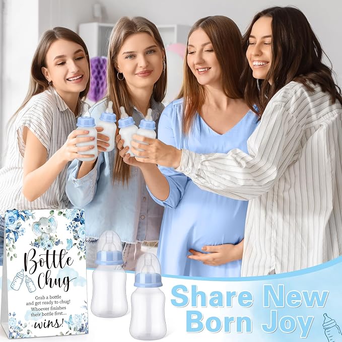 TrelaCo Bottle Chug Baby Shower Game Sign 20 Pcs Baby Bottles Shower Favor - Image 6