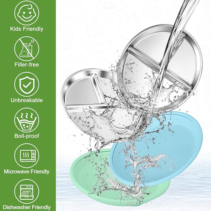 BUSOHA 3 Pack Stainless Steel Kids Plate - Image 3