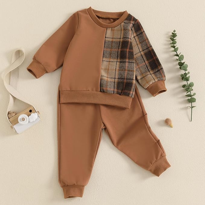 Toddler Baby Boy Fall Outfits Long Sleeve Crew Neck Pullover Sweatshirt + - Image 2