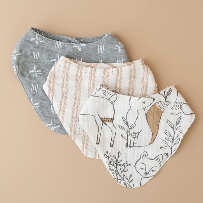 Crane Baby Bandana Bibs, Soft Muslin Adjustable Absorbent Bib Set, 3 Pack - Image 9