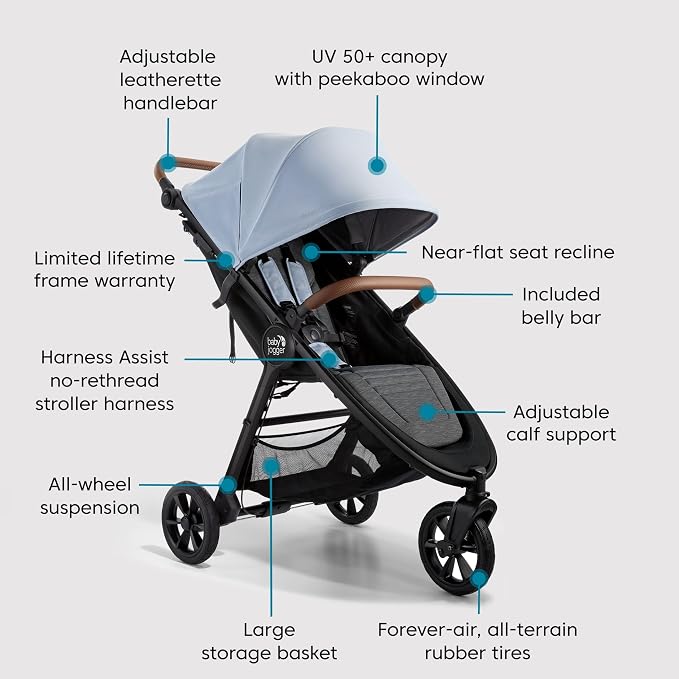 Baby Jogger City Mini GT2 Single Stroller Eco-Friendly Series Slate Fog - Image 6