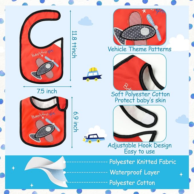 7Pcs Cotton Waterproof Baby Bibs Hook Loop Closure Newborn Bib Keepsake Baby - Image 2