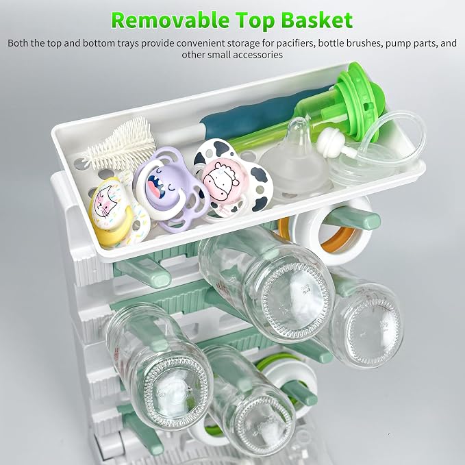 Baby Bottle Drying Rack for 12 Bottles, Space Saving Countertop Vertical - Image 8