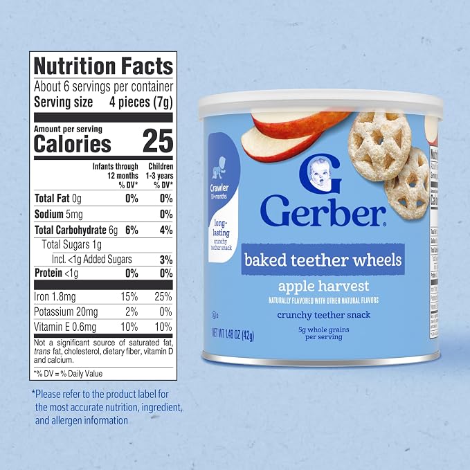 Gerber Baked Teether Wheels, Apple Harvest Crunchy Teether Snack, Baby Crackers - Image 2