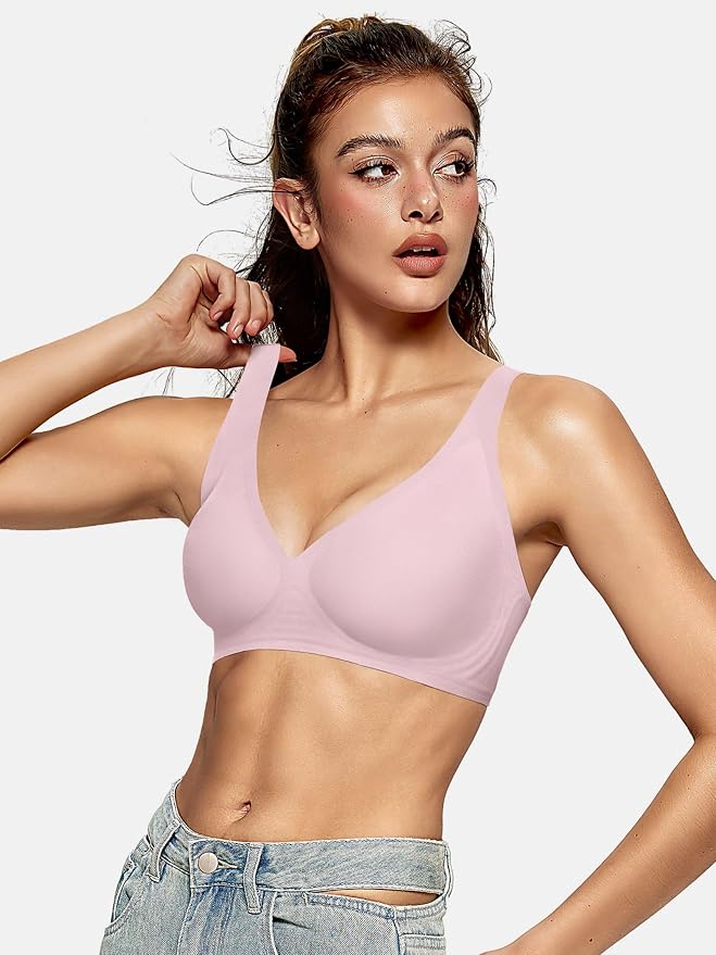 OEAK Womens Deep V Bras Wireless Comfortable Bra Supportive No Underwire Bras - Image 5