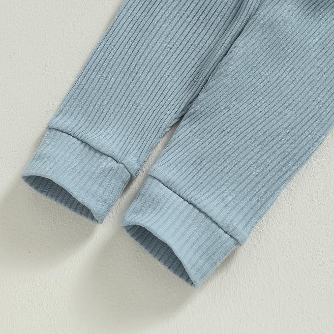 Newborn Baby Boy Girl Clothes Ribbed Knitted Long Sleeve Romper Pants Solid - Image 6