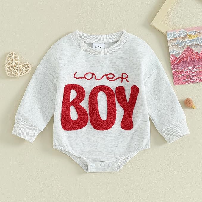 VISGOGO Newborn Infant Baby Boy Girls Oversized Romper Little Dude Sweater - Image 2