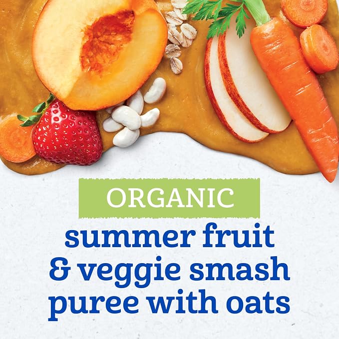Gerber Toddler Food, Organic Summer Fruit and Veggie Smash Puree Pouch - Image 4