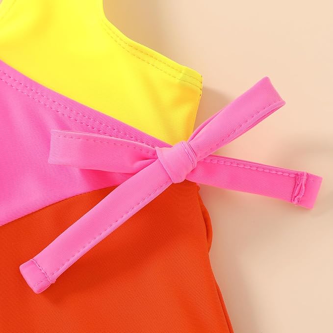 Happy Town Toddler Swimsuit Girl One Piece Bathing Suit Color Block Swimwear - Image 3
