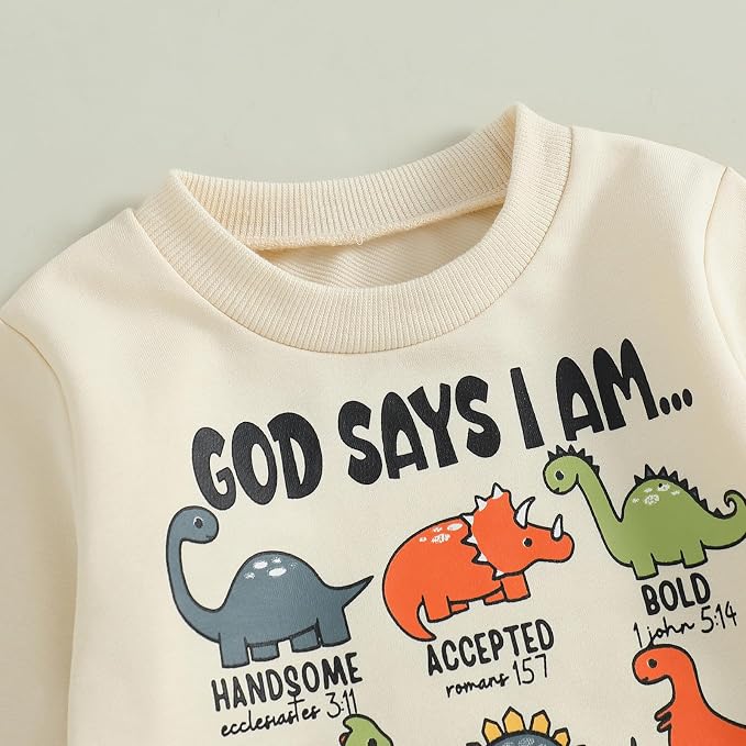 Nyapruwe Toddler Baby Boy Fall Outfit Funny Print Long Sleeve Sweatshirt - Image 4