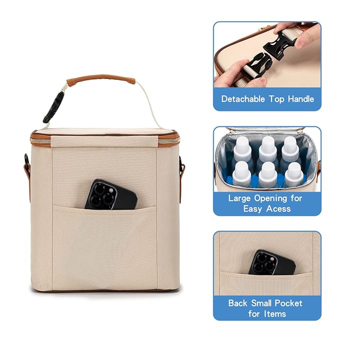 Breastmilk Cooler Bag with Ice Pack Fits 6 Baby Bottles Up to 9 Ounce, Baby - Image 4