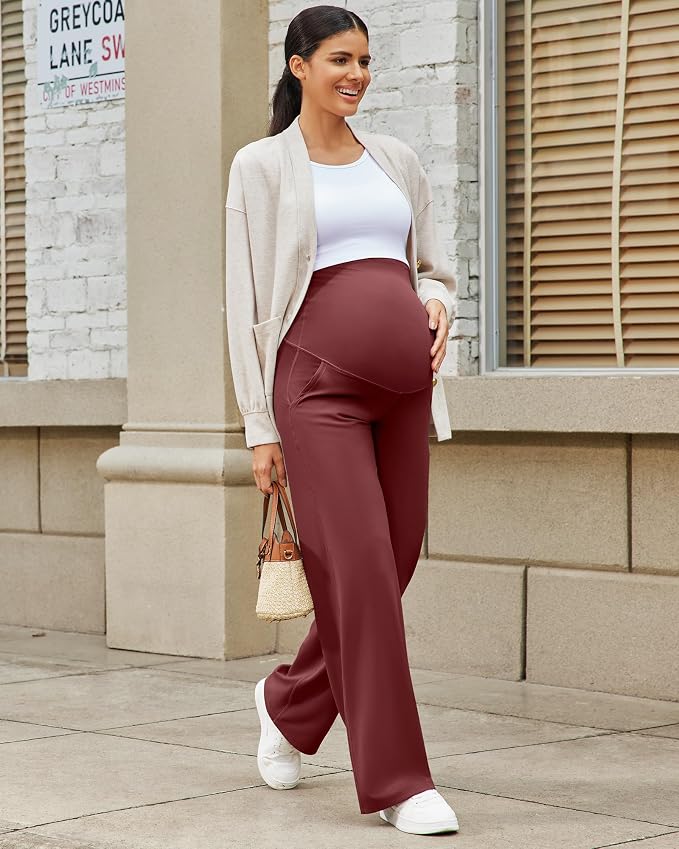 G4Free Maternity Pants Over The Belly Yoga Dress Work Pregnancy Pants Stretchy - Image 7