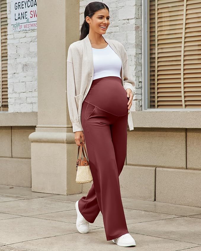 G4Free Maternity Pants Over The Belly Yoga Dress Work Pregnancy Pants Stretchy - Image 7