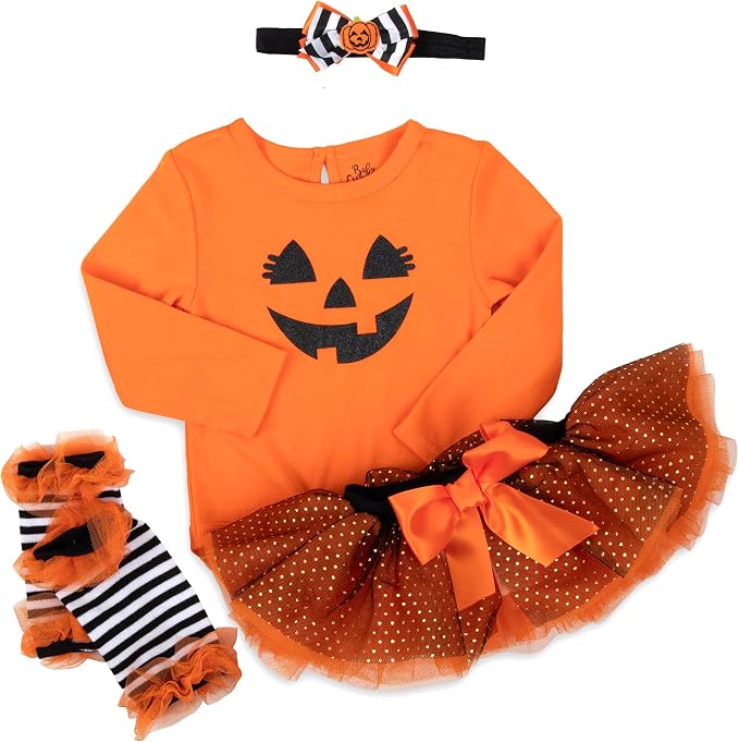 Baby Girl Holiday Outfit 4-Piece Set – Long Sleeve Bodysuit, Tutu Skirt & - Image 6