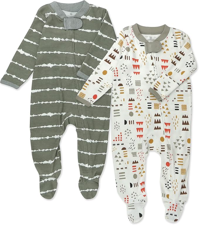 HonestBaby Baby Sleep N' Play One-Piece Zip-Front Footed Organic Cotton Pajama by HonestBaby