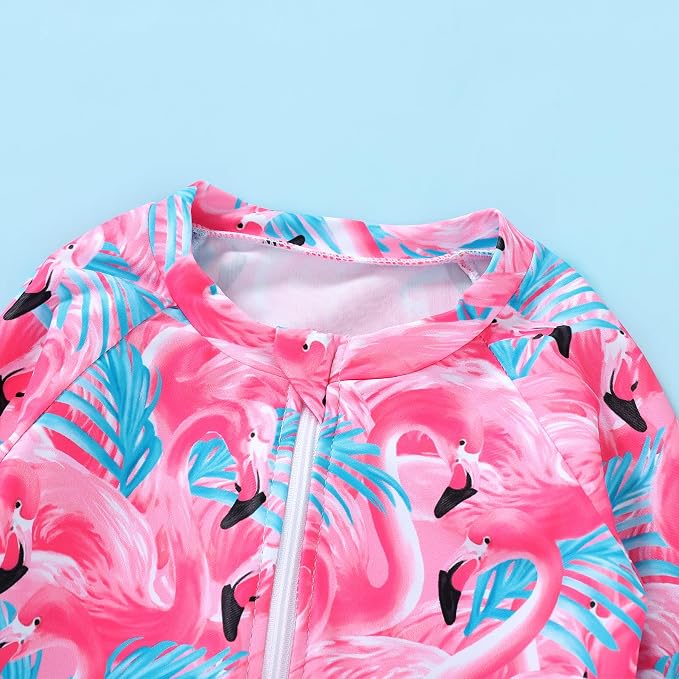 Infant Baby Girl Swimsuit One-Piece Long Sleeve Rash Guard - Image 5