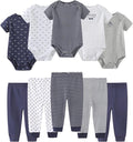 Baby Bodysuit and Pant Set 10-pcs Cotton Soft Newborn Boy Girl Clothes Outfits by Ruliby