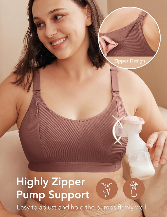 Pumping Bra Hands Free Zip Opening Seamless Nursing Bras - Image 2