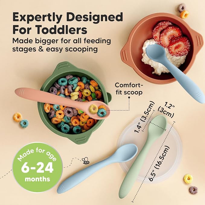 KeaBabies Silicone Baby Spoons, Self Feeding 6-12 months - Image 2