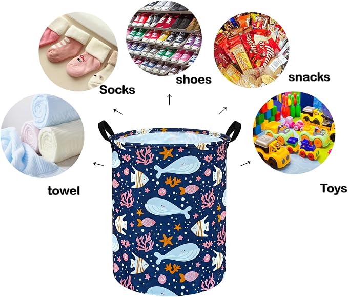 Round Laundry Hamper Storage Basket Laundry Organizer Hamper Storage Bins - Image 3