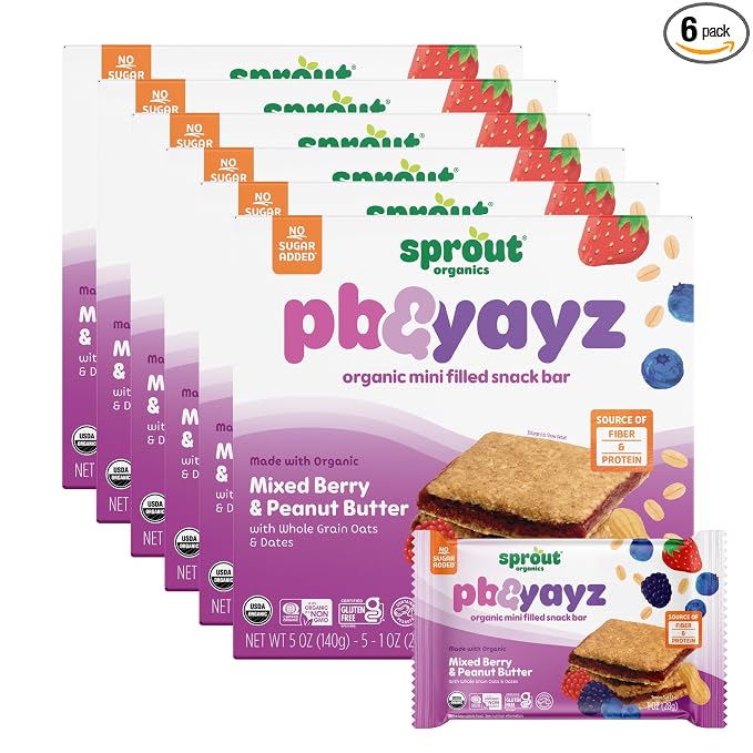 Sprout Organics, PB & Yayz Toddler Snack Bars, Mixed Berry & Peanut Butter by SproutOrganics