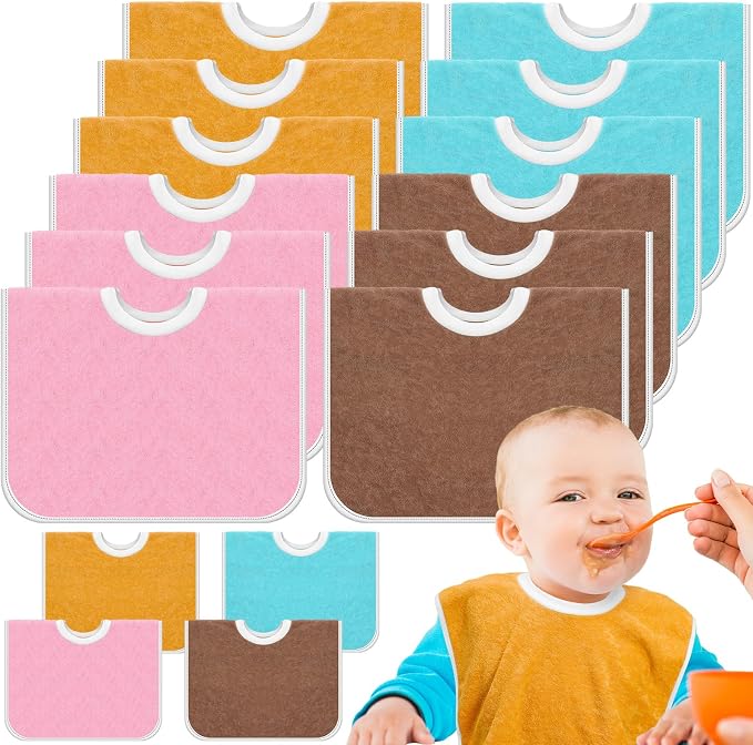 Bonuci 12 Pack Toddler Baby Bibs 15x13 Inch Pullover Full Coverage Bibs by Bonuci