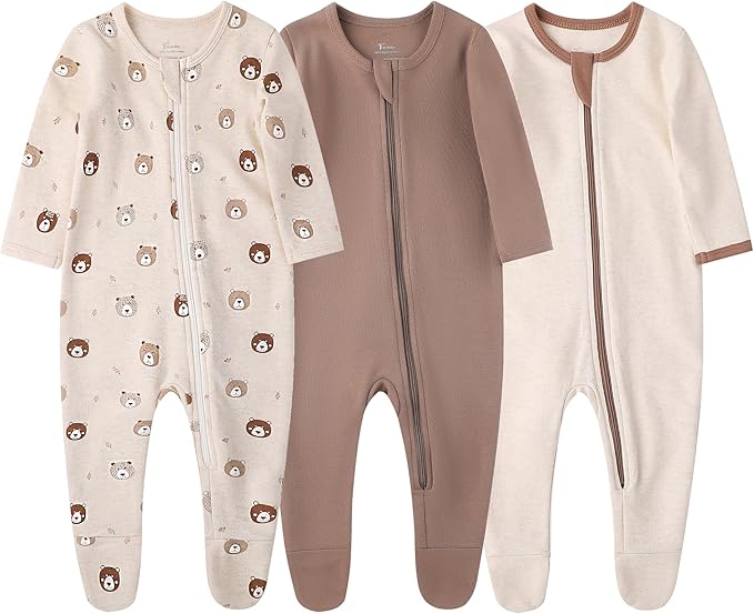 O2 BABY Baby Boys Girls Organic Cotton Zip-Front Sleeper Pajamas, Footed Sleep by O2BABY