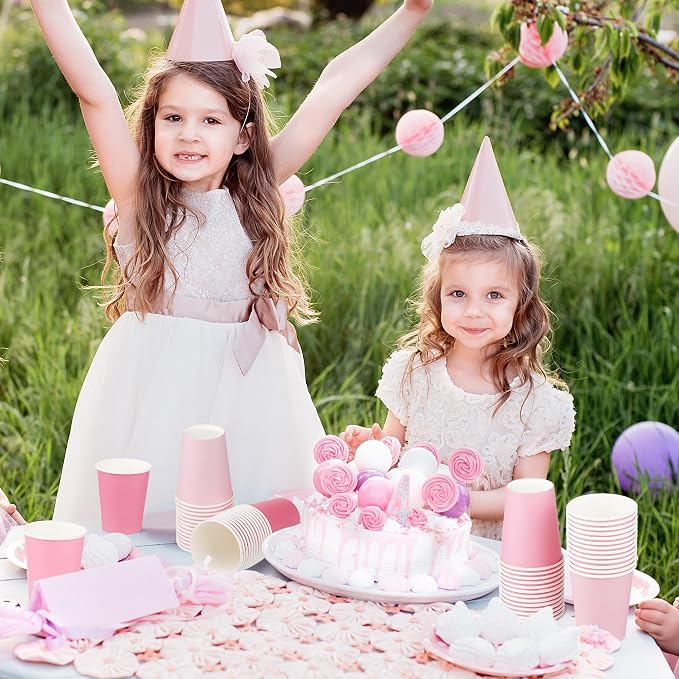 URATOT 60 Pieces 9 Ounce Disposable Paper Cups Gradient Pink Party Cups - Image 7